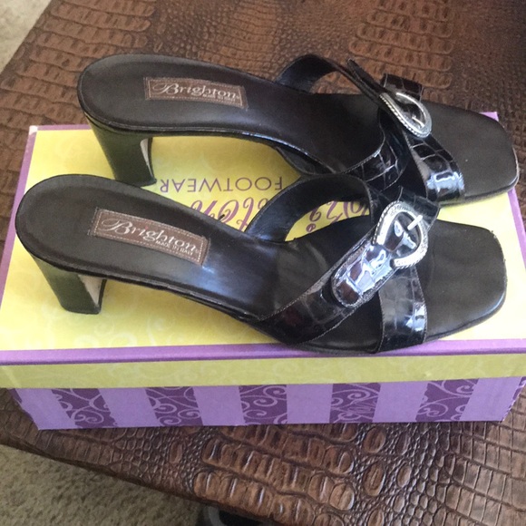 Brighton Tamara Bronze Patent Croco Heels - Picture 3 of 6